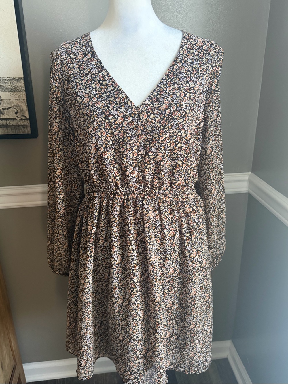 Madewell georgette Women’s floral mini dress ditsy print size Large